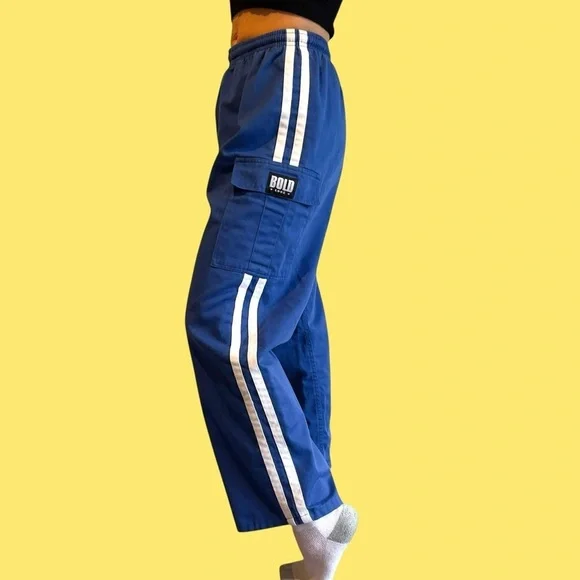 Vintage 90s y2k blue and white cargo wide leg pants XS - Picture 3 of 8